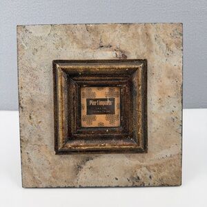 Pier 1 Imports 3"x3" Free Standing Hanging Photo Picture Frame Rustic Faux Stone